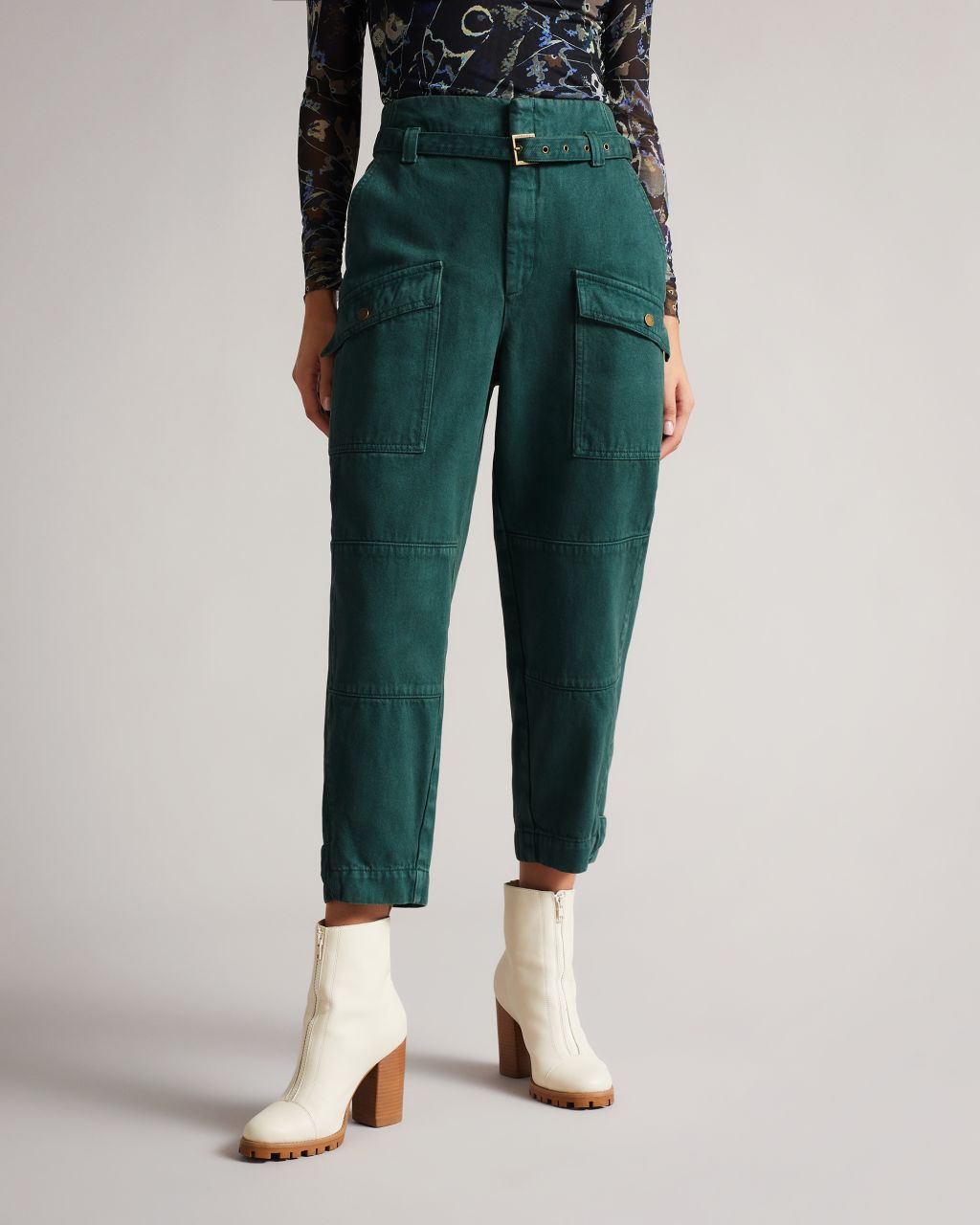 Pantalon Cargo Taille Haute 3/4