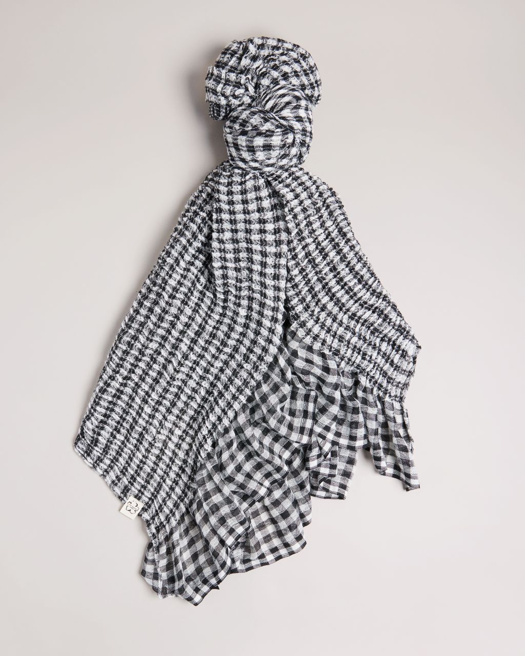 Ted Baker Women's Gingham Frill Detail Scarf in Black, Pennny