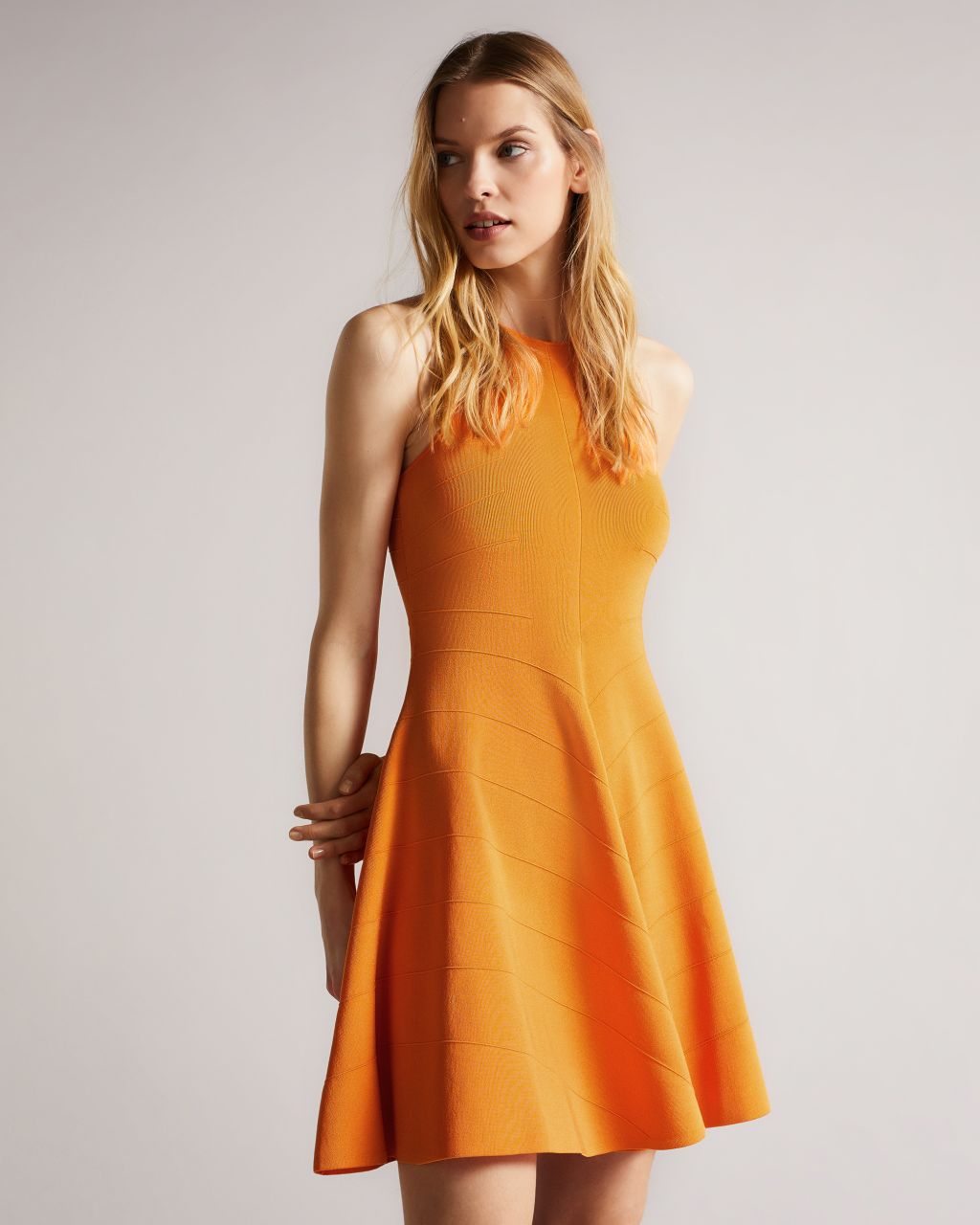 Ted Baker Women's Rayon Flippy Knit Dress in Dark Orange, Salny