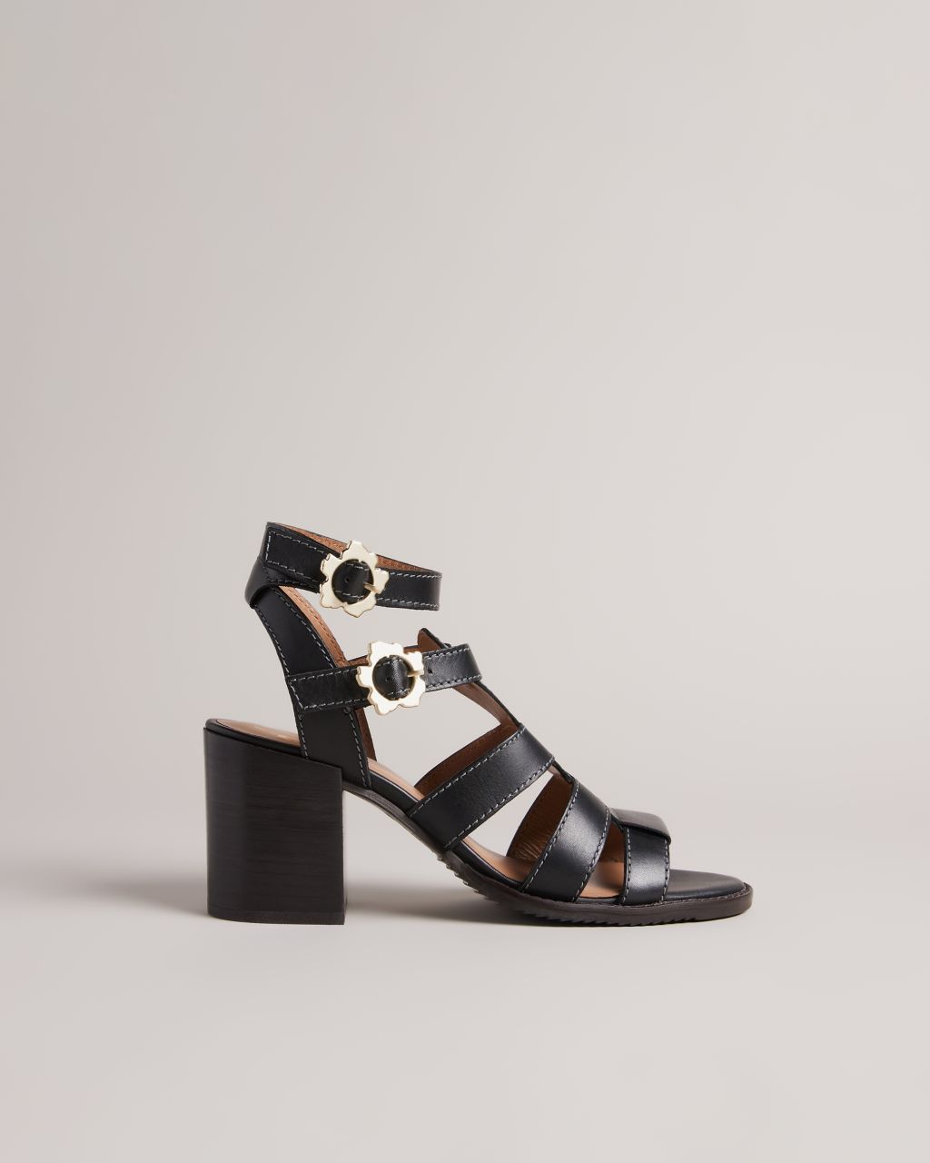 Ted Baker Women's Strappy Block Heeled Leather Sandals in Black, Tabaria