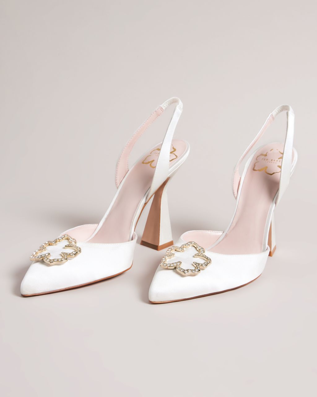 Ted Baker Women's Embellished Heeled Court Shoes In White, Betzayy