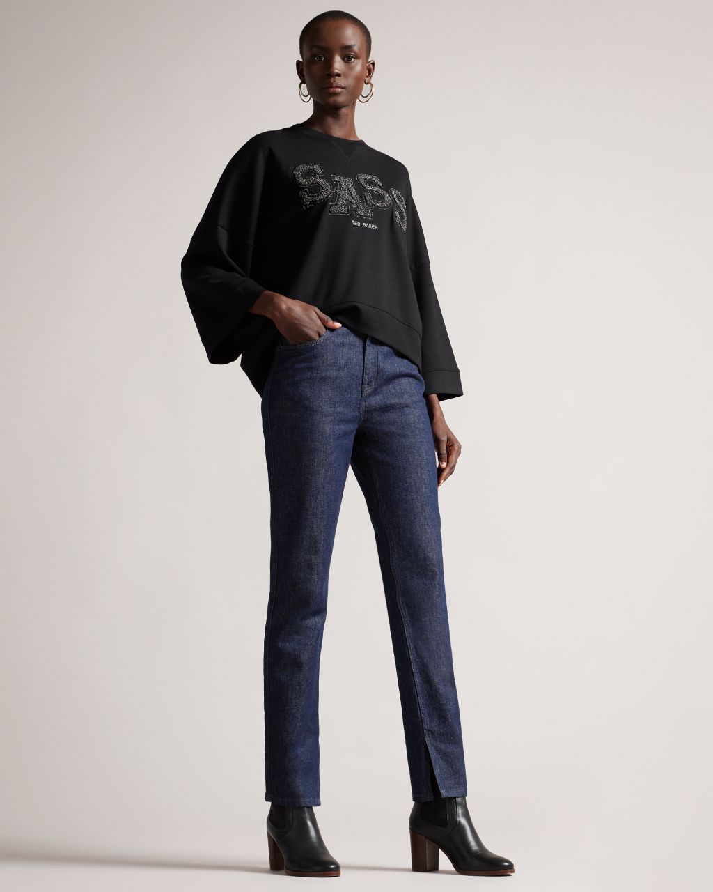 Ted Baker Women's Slim Fit Jeans With Split Hem In Blue, Ebera, Cotton