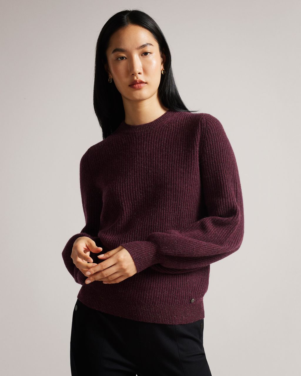 Ted Baker Women's Cashmere And Lurex Blend Jumper in Deep Purple, Giona