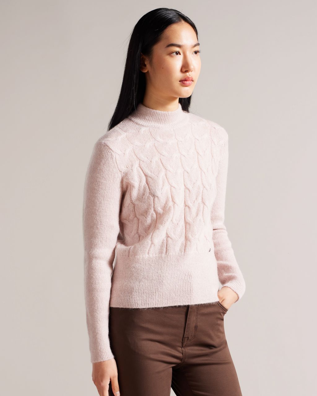 Ted Baker Women's Wool And Mohair Blend Cable Knit Jumper In Pink, Veolaa