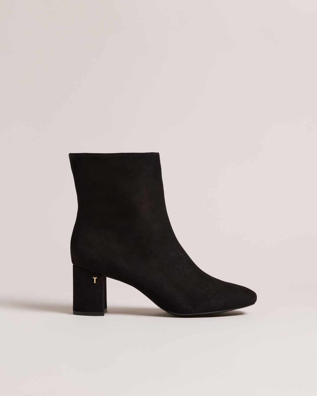 women's suede block heel ankle boots in black, neomie, leather