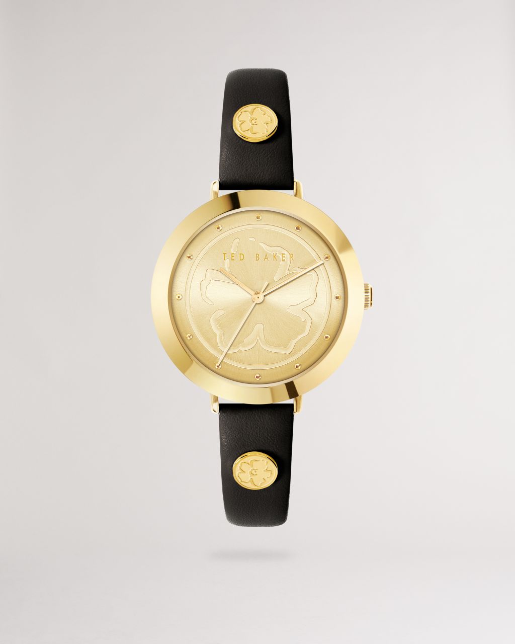 Ted Baker Women's Magnolia Detail Leather Watch in Black, Amieyy