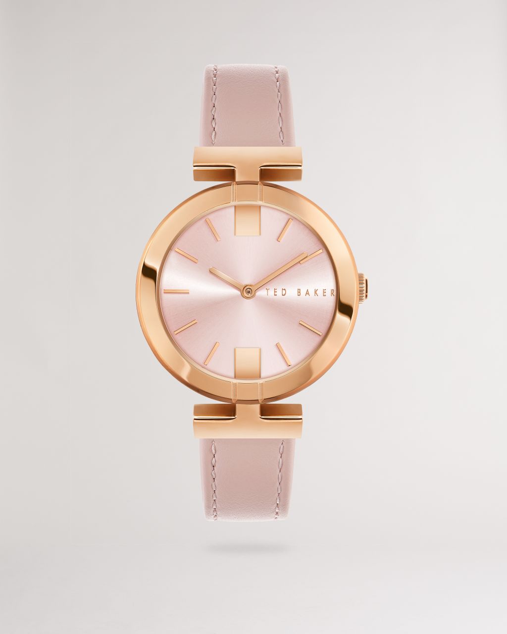 Ted Baker Women's T Frame Leather Strap Watch in Pink, Darbyy