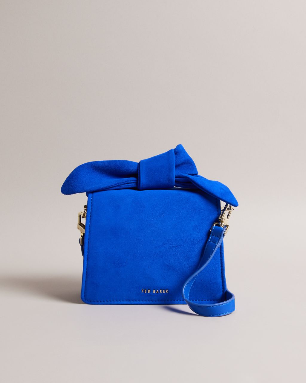 Women's Soft Knot Bow Mini Crossbody Bag in Bright Blue, Niyah, Leather