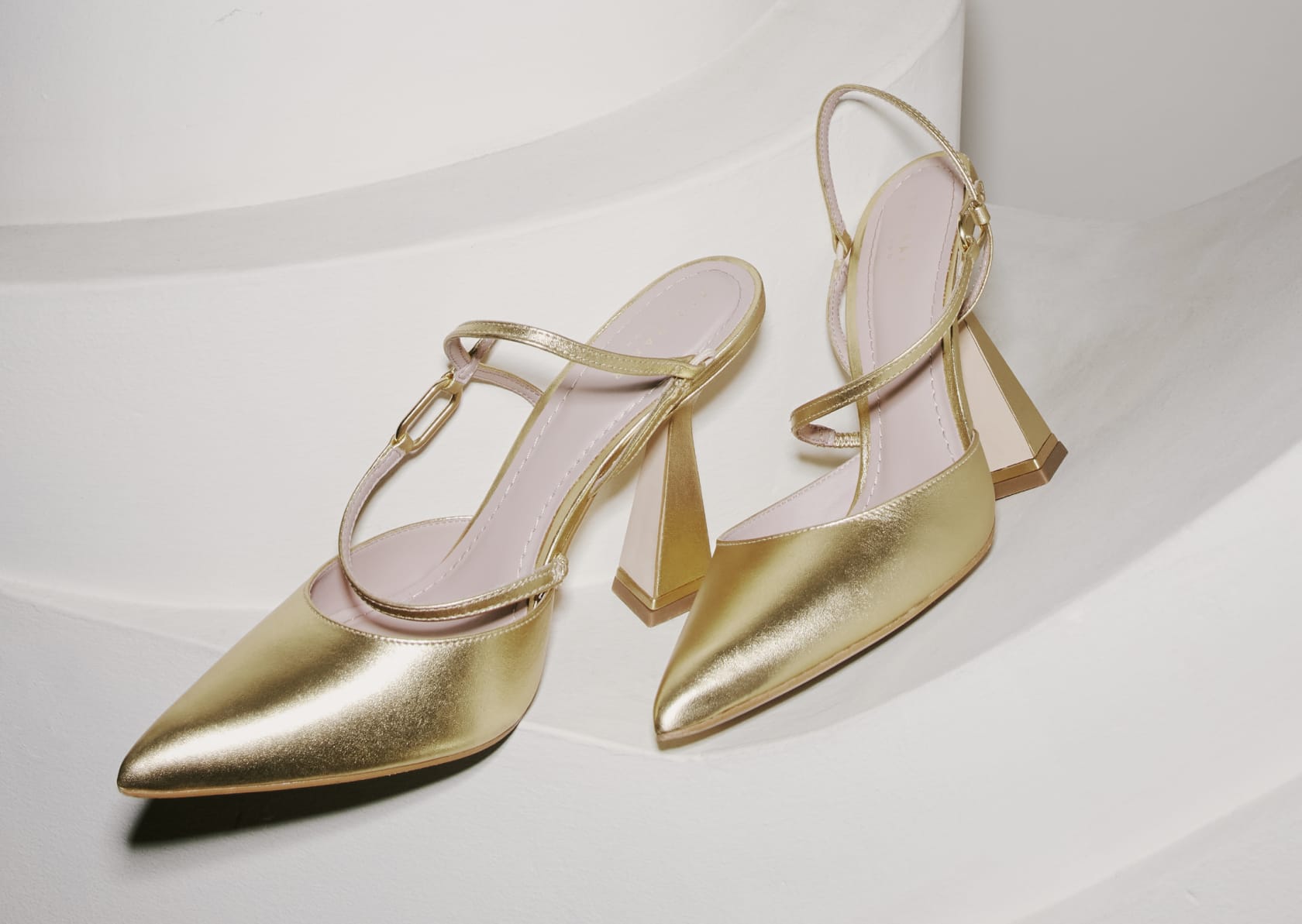 Women's gold heeled shoes