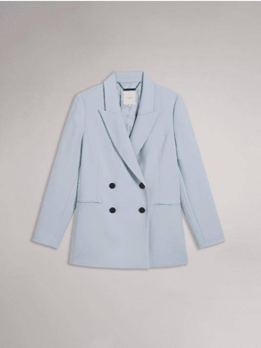 Baby blue longline double breasted jacket