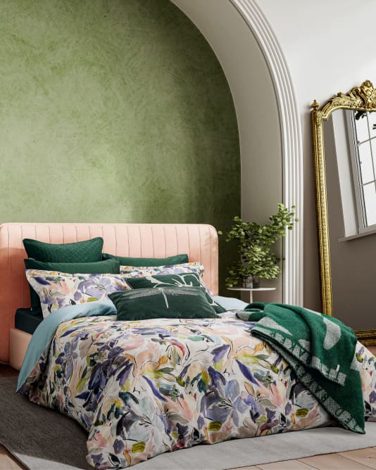 Green floral bedding