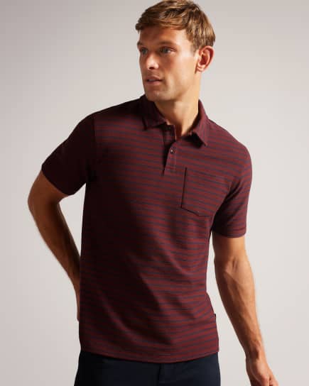 Man in Maroon Short Sleeve Polo Shirt