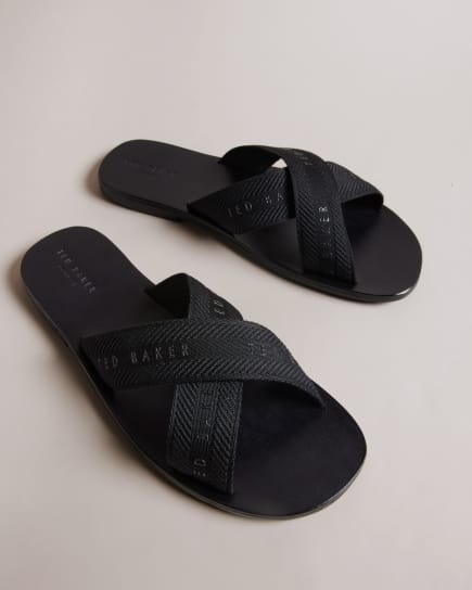 Men's black cross over sandals