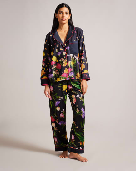 Women's floral satin pyjamas