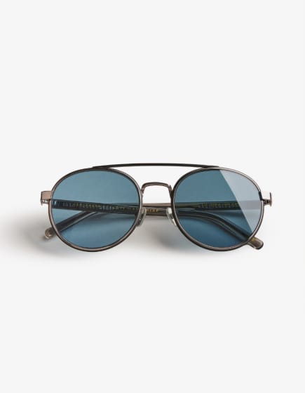 Blue Lens Metal Aviator Sunglasses