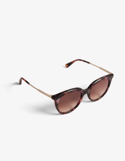 Gold Crystal Embellished Cat Eye Sunglasses with Tortoise Shell Frames