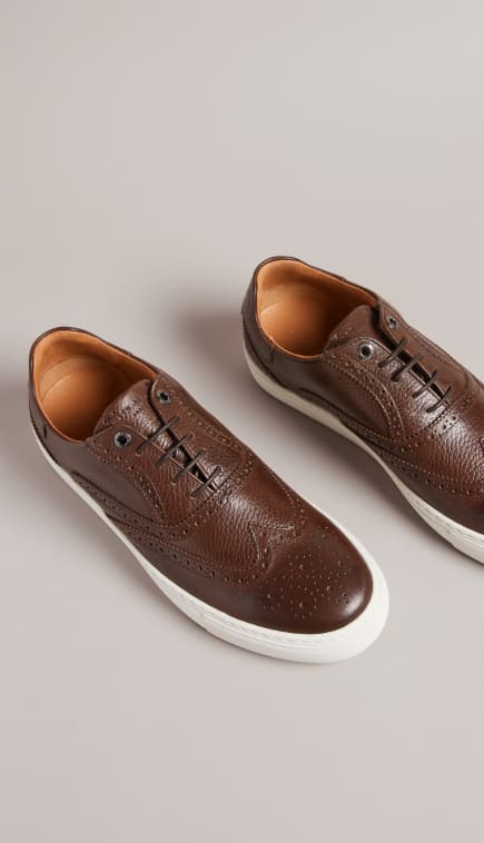 Men's Brown Leather Brogue Trainer Hybrid