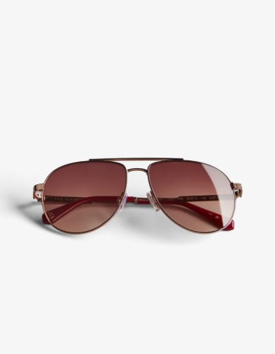 Rose Gold Aviator Frame Sunglasses