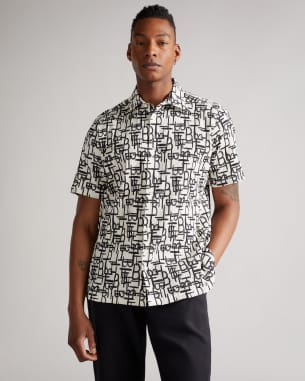 Caird Short Sleeve Geometric Printed Shirt