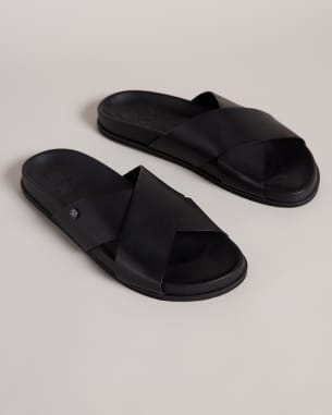 Men's BlackLeather Strap Sandals