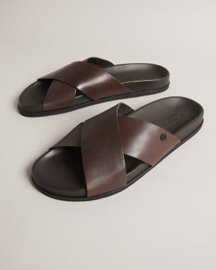 Men's Brown Leather Strap Sandals