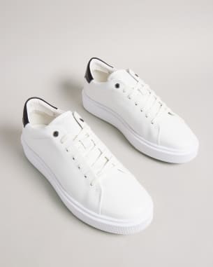 Mens white trainers with navy accents