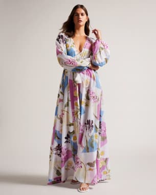 Women's white floral maxi beach cover up