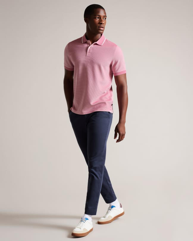 Men's Pink Striped Polo Shirt