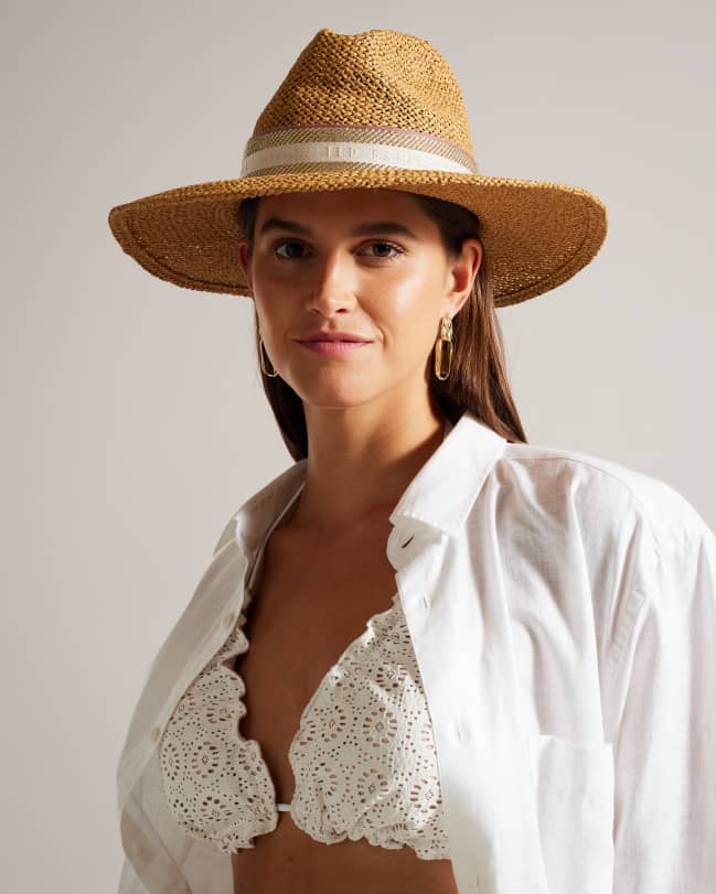 Women's straw fedora hat