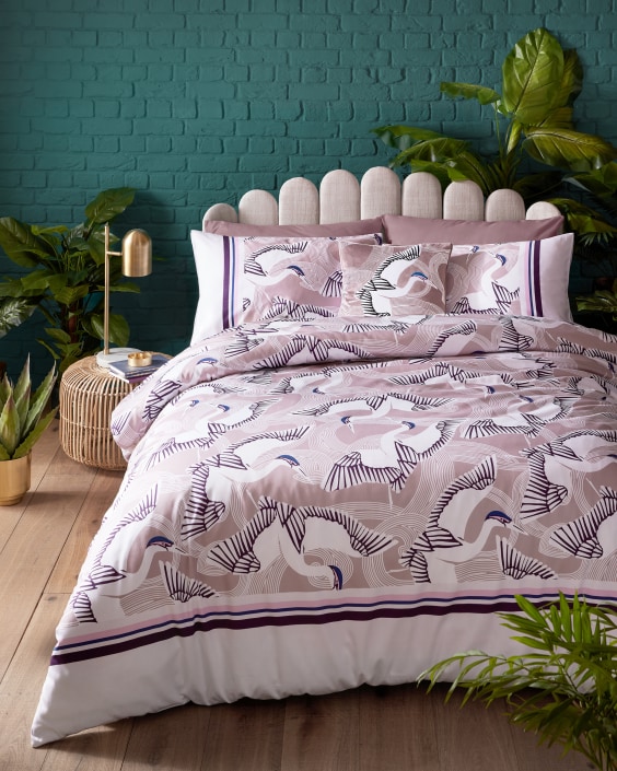 Flighter Cotton Super King Size Duvet Cover Pink Bed Linen
