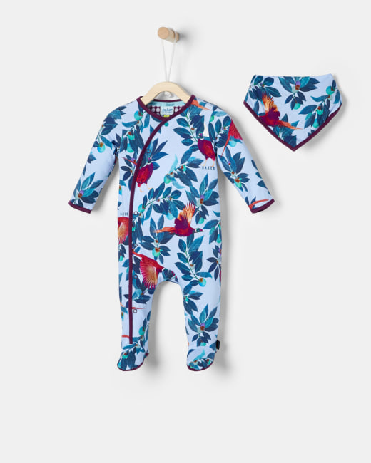 Ted Baker Cute Boys Blue Check Romper All-in-one Sleepsuit 0-3 Months 