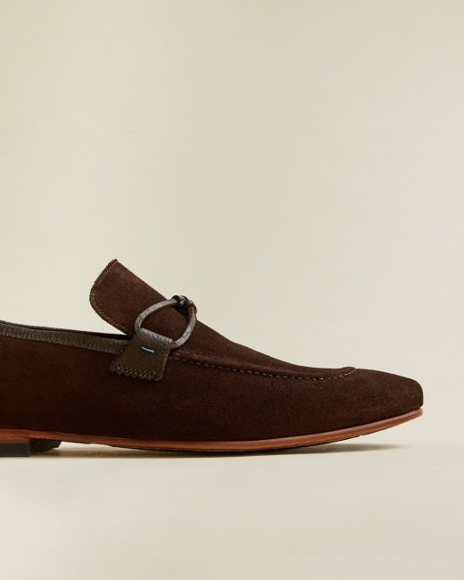 Suede loafers with knot detail - Brown 