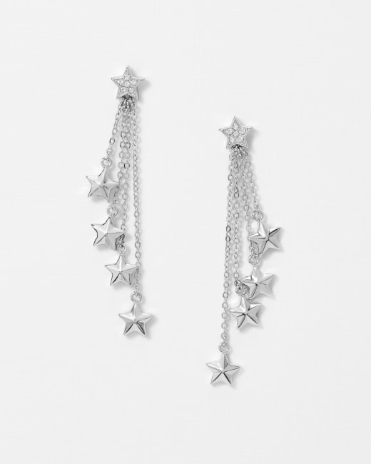 Crystal Star Drop Earrings Silver Colour Jewellery Ted Baker Row