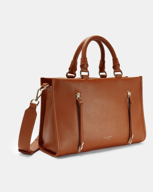 Double zip small tote bag - Brown | Ted Baker ROW
