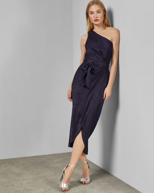 missguided satin cowl neck maxi dress in blue