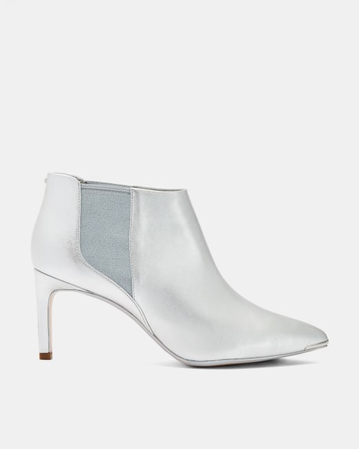 Leather pointed ankle boots - Silver 