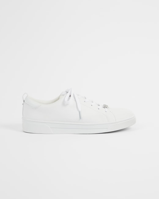 Branded leather trainers - White 