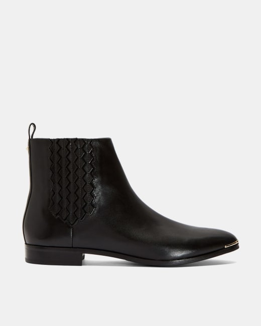 Flat leather ankle boot - Black | Shoes 