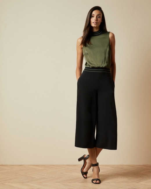 culotte jumpsuit with ankle boots