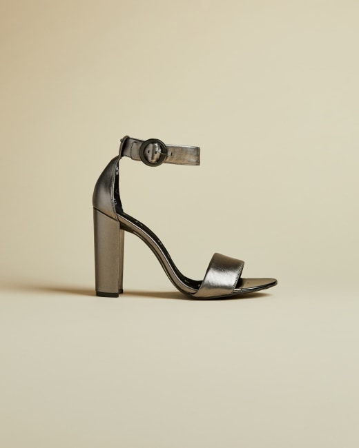 Metallic leather heeled sandals 