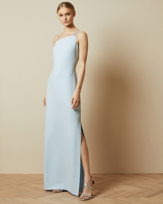 light blue asymmetrical dress