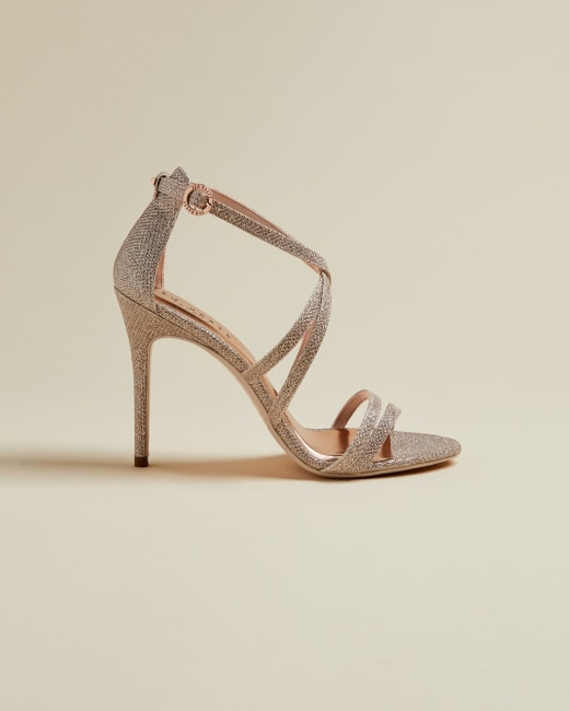 Lurex Strappy Sandals Rose Gold Shoes Ted Baker