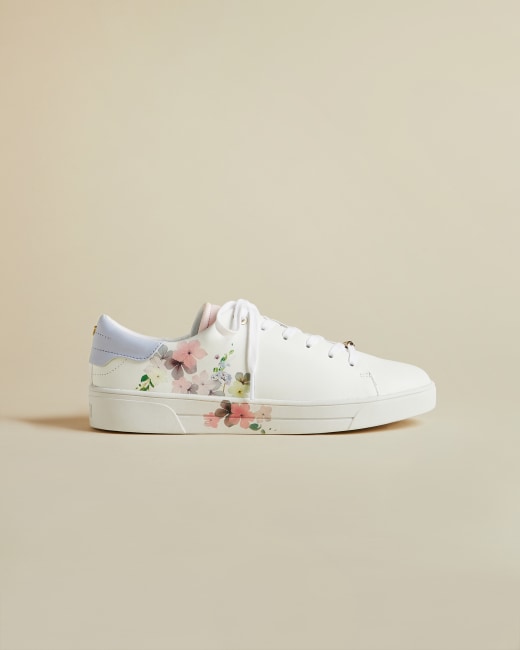 ted baker white leather trainers with floral sole