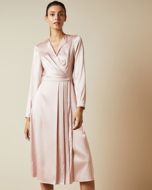 ted baker pleated dress pink