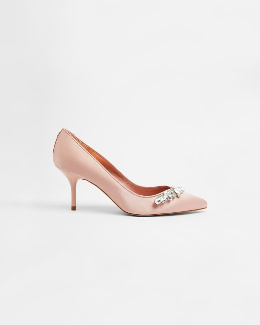 Stat Creed pegs Embellished crystal mid heel court - Light Pink | Shoes | Ted Baker