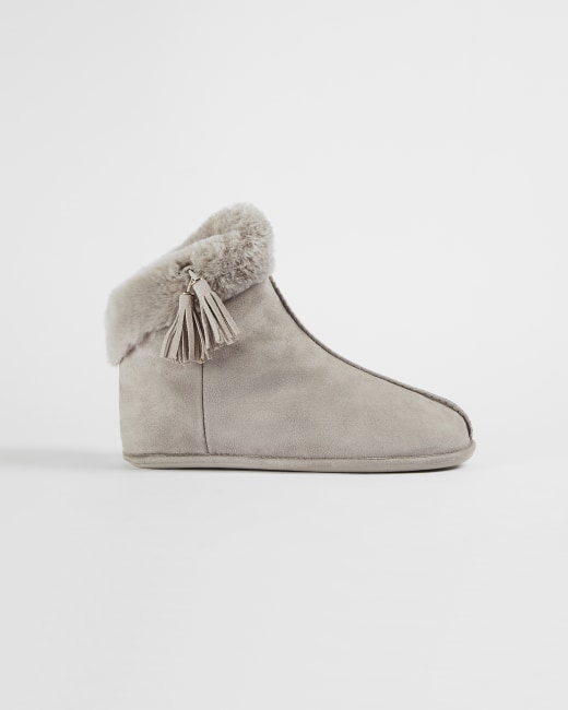 Faux fur slipper boots - Light Grey 