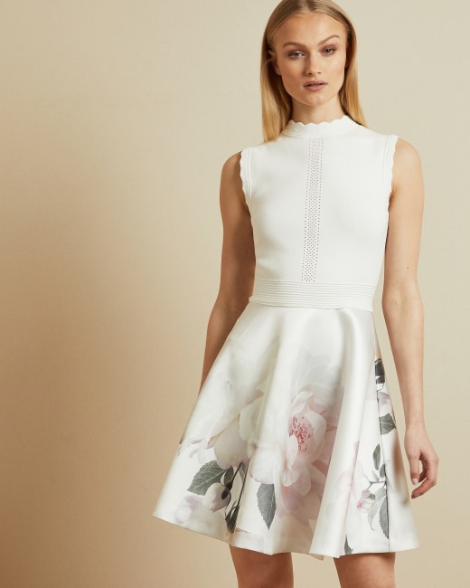 Bouquet jacquard skirt dress - Ivory 
