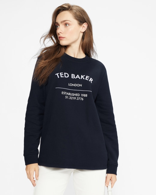 Ted Baker Boyfriend fit Sweat - Navy | Tops T-shirts | Ted Baker ROW