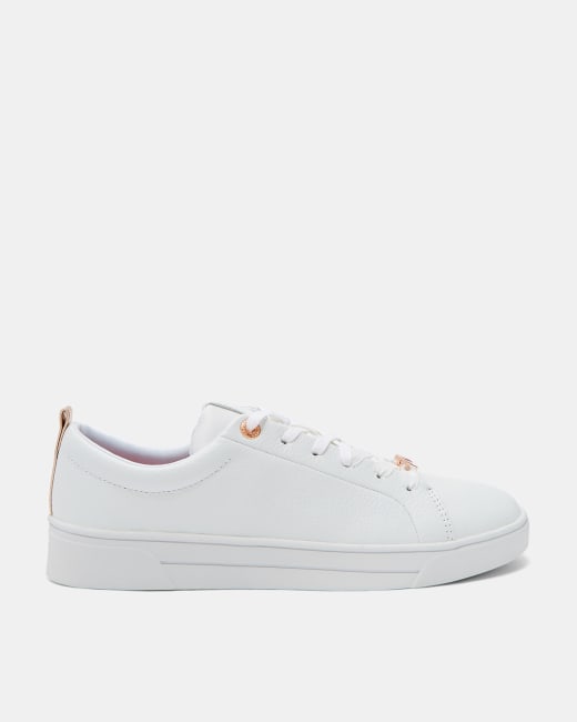 Lace up leather trainers - White 