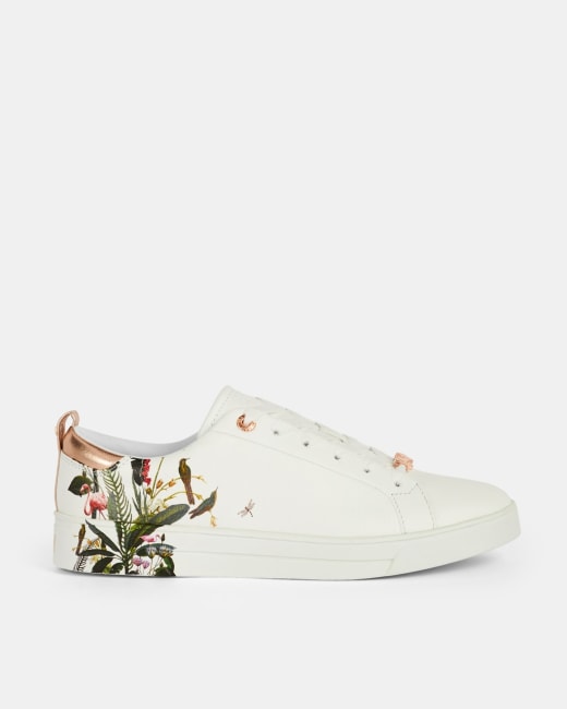 Printed leather trainers - Light Green 
